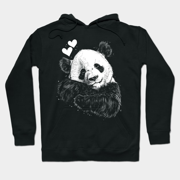 Cute Panda falling in love | Valentine day Panda Hoodie by Monochromania